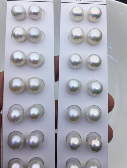 5 pairs AAA- 10-11mm white round freshwater pearls pair,no hole,RP10-3A-6