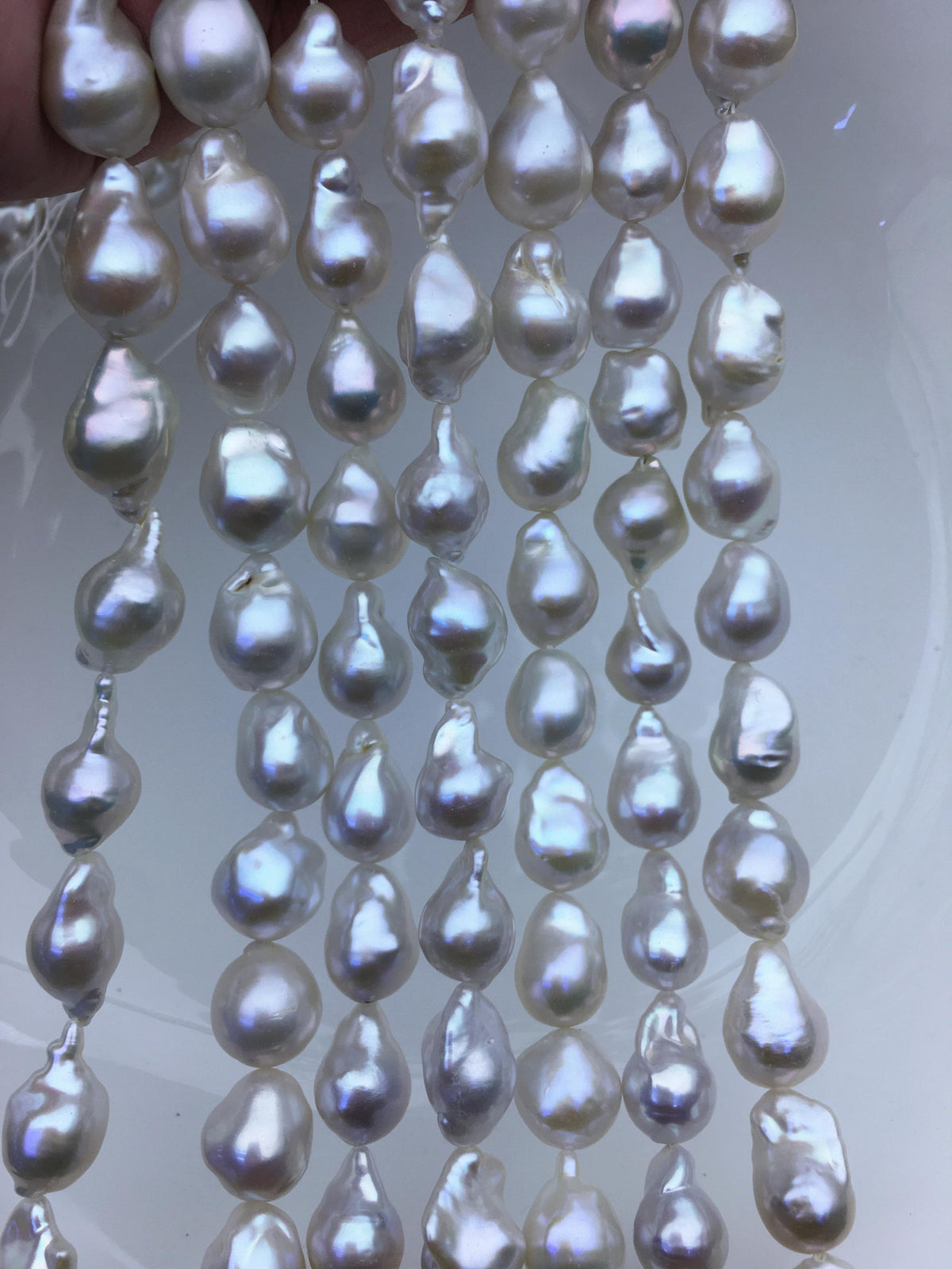 15.5'' AAA 9-11mm White flame ball pearl,FL15-3A-7-31