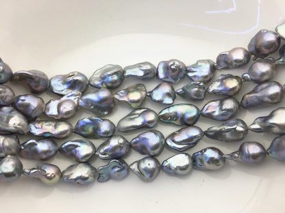 15.5'' AA+ 13-16mm Gray flame ball pearl,FL15-2A-5-25