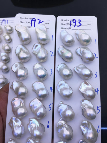 AAA 13-15x18-22mm White Flame ball Pearl Pairs - large Baroque freshwater pearl pairs,top half hole,FL15-3A-8-75