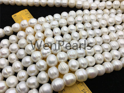 AA 11.2-12.2mm white button freshwater pearls, 2mm, 3mm large hole, Cultured pearl, diy pearl beads, gift for her, necklace, Christmas, SM12-2A-6