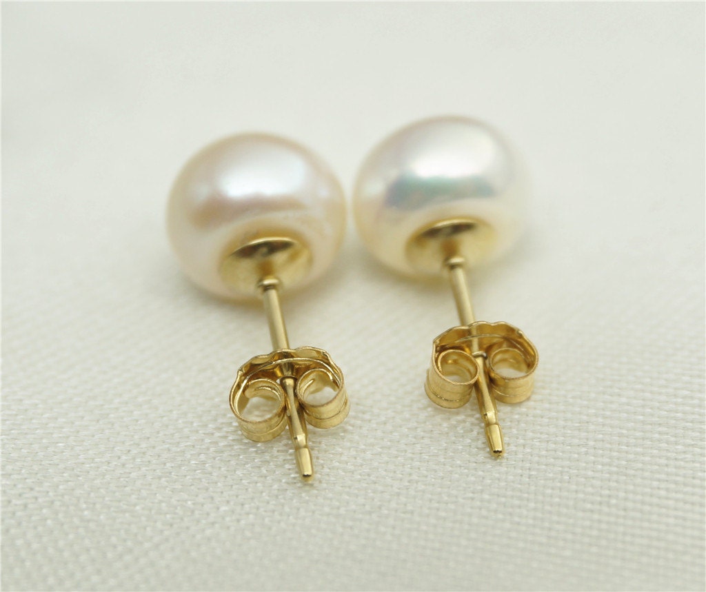 SELECT SIZE-One pair white/Ivory pearl earrings, Christmas, Ivory Pearl studs, 14k gold filled, SE1-006