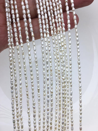 AA 2-2.2mm white tiny nugget seed pearls, irregular nugget freshwater pearl strand, cheap price, pearl factory china, LM2-2A-2