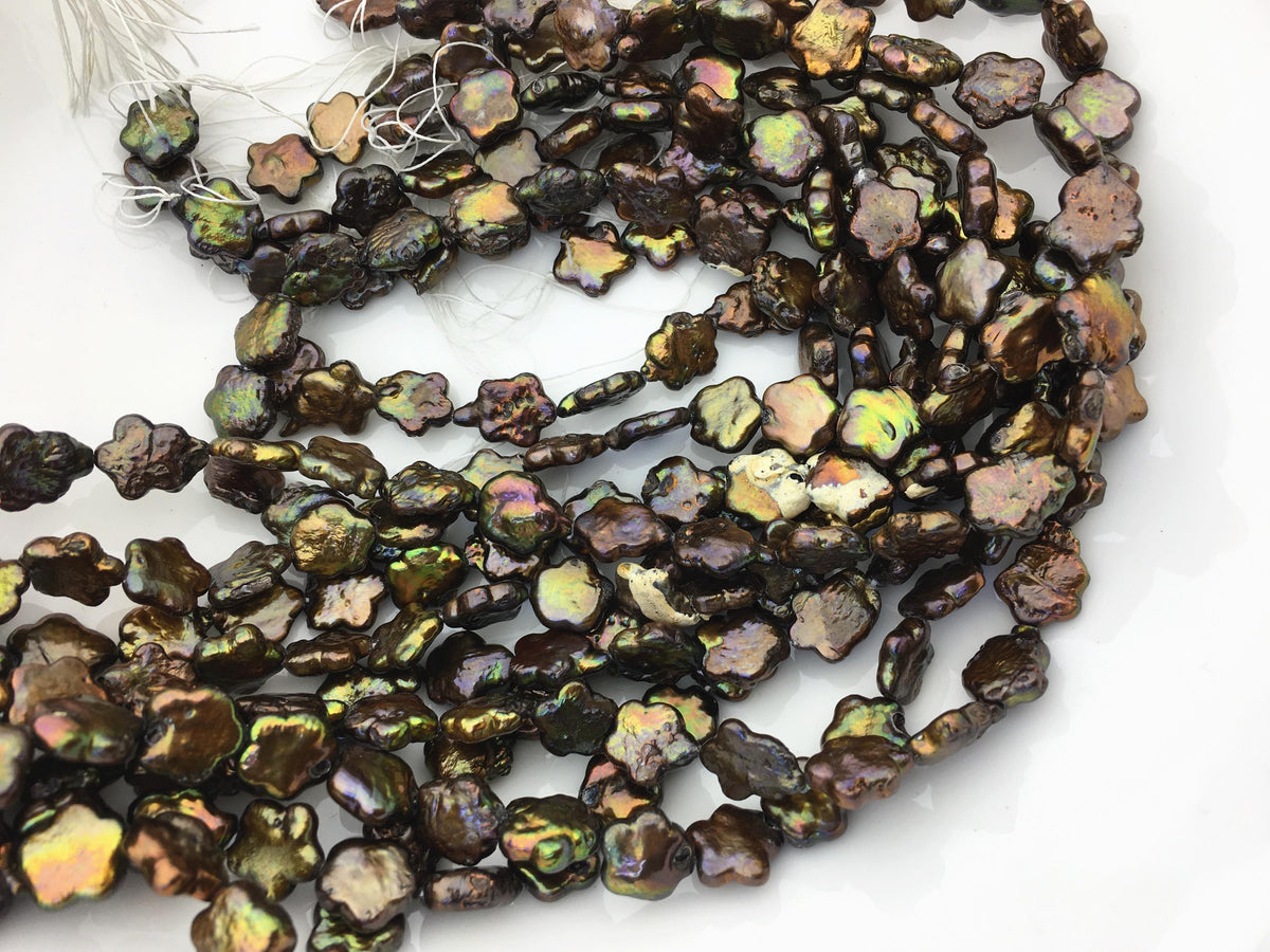 A/AA 10-12mm brown plum blossom Freshwater Pearl,ZS-119-14