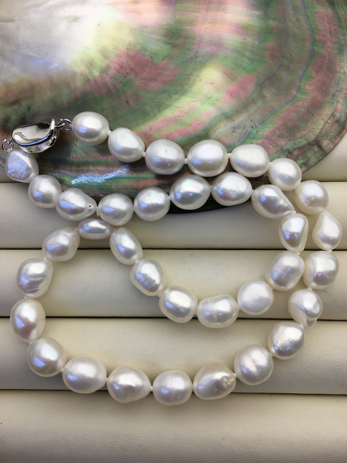 White Nugget Freshwater Pearl Necklace — 10 mm, 17.5 in