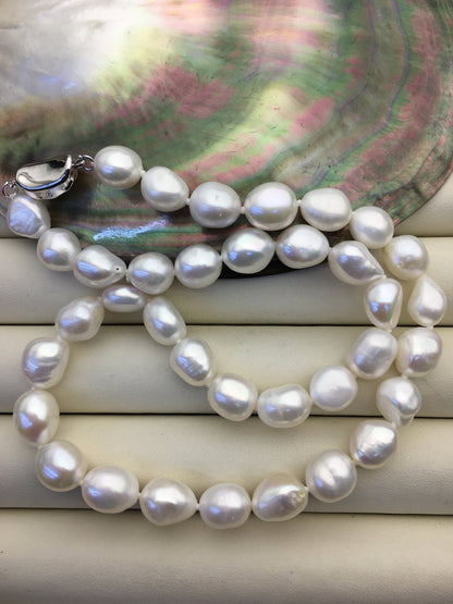 White Nugget Freshwater Pearl Necklace — 10 mm, 17.5 in