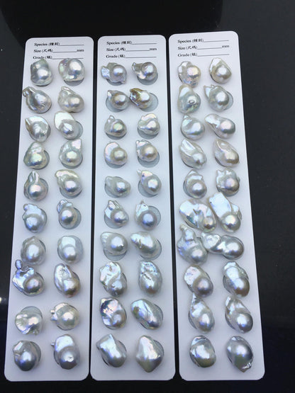 10 pairs AA+ 12-15mm White Flame ball Pearl Pairs-no hole-large Baroque freshwater pearl pairs,FL15-3A-8-3
