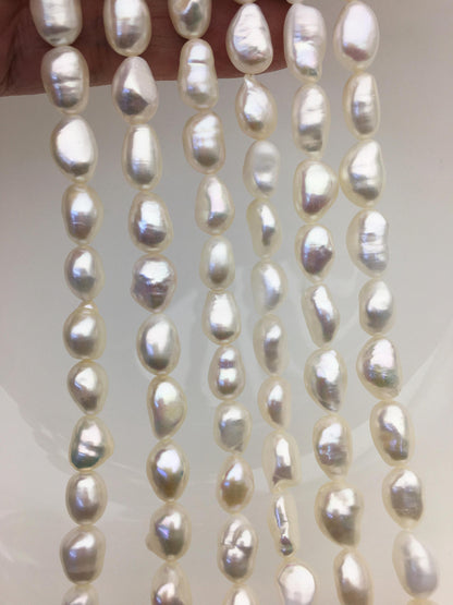 AAA+ 8.4-9.2mm white long nugget freshwater pearls, high luster,baroque pearl necklace,LM9-3A-4