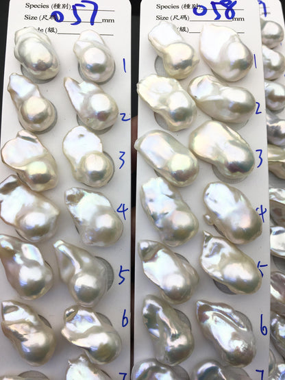 1 pair AAA 14-17x19-28mm White Flameball Pearl Pairs, 0.9mm top half hole, Baroque Cultured Freshwater Pearl, flameball pearls, FL15-3A-8-40