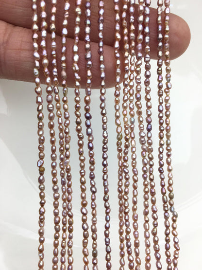AA+ 2-2.2mm purple rice pearls, full strand, oval loose pearl beads, diy pearl, genuine pearl, Cultured pearl, diy pearl beads, LR2-2A-6