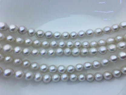 AA+ 11–13mm White Oval Near-Round Freshwater Pearl Beads | RP12-2A-6