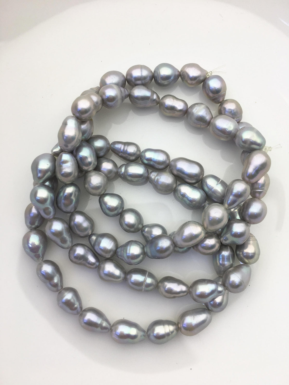 2pc 7 inchs AA+ 7-8mm gray Freshwater pearl Elastic string Bracelet,B8-003-13