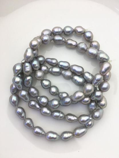 2pc 7 inchs AA+ 7-8mm gray Freshwater pearl Elastic string Bracelet,B8-003-13