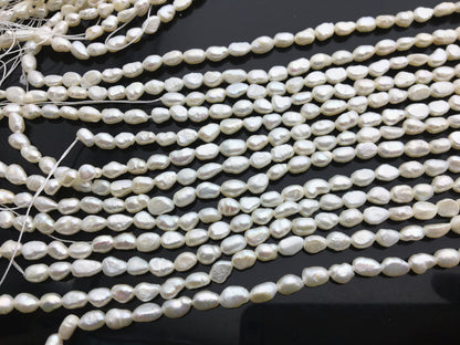 20% OFF 5 strands AA 3.5-4mm white nugget freshwater pearls, irregular nugget freshwater pearl strand, pearl factory china, LM3-2A-3