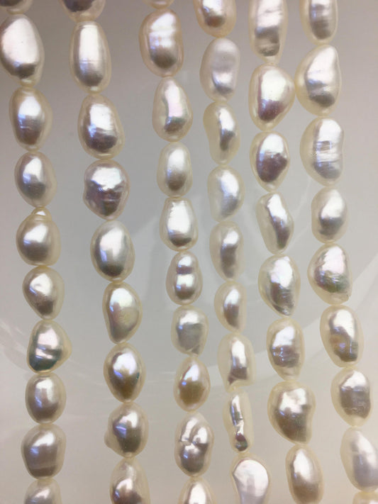 AAA+ 8.4-9.2mm white long nugget freshwater pearls, high luster,baroque pearl necklace,LM9-3A-4