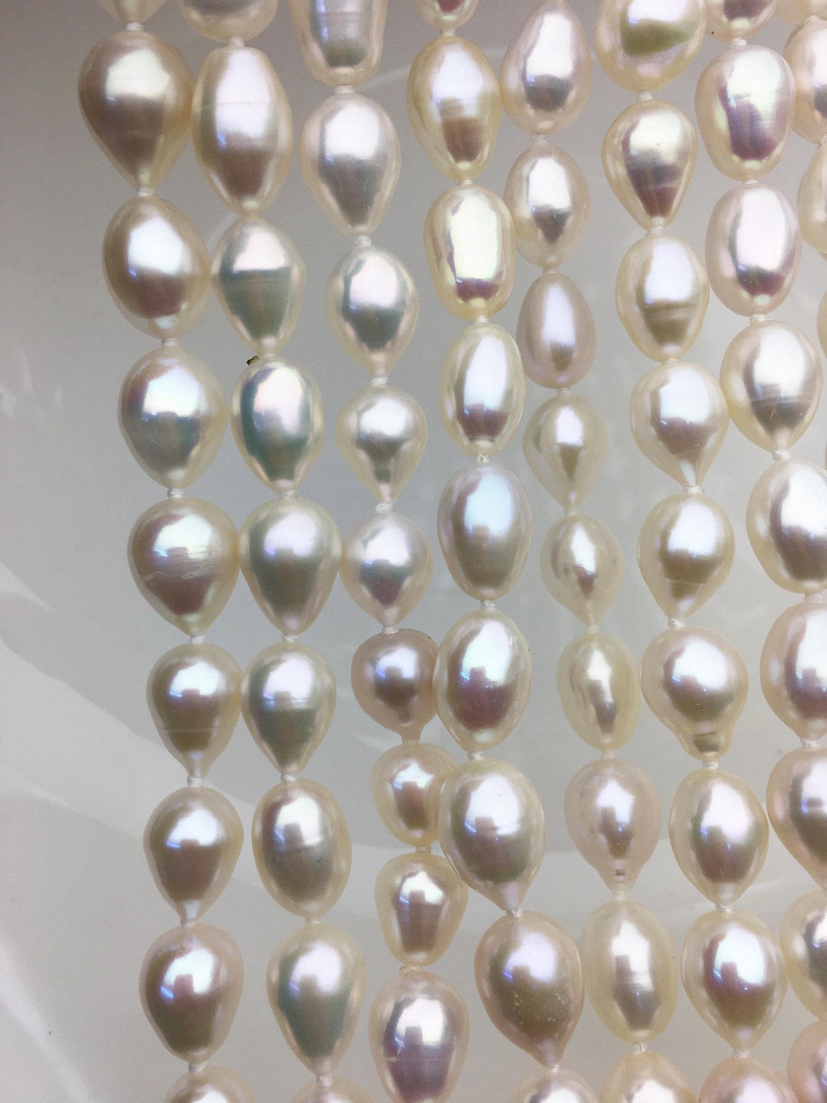 32 inches AA+ 8.3-10mm white rice pearl Necklace,NPN1-T12
