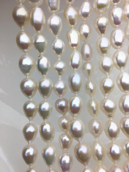 32 inches AA+ 8.3-10mm white rice pearl Necklace,NPN1-T12