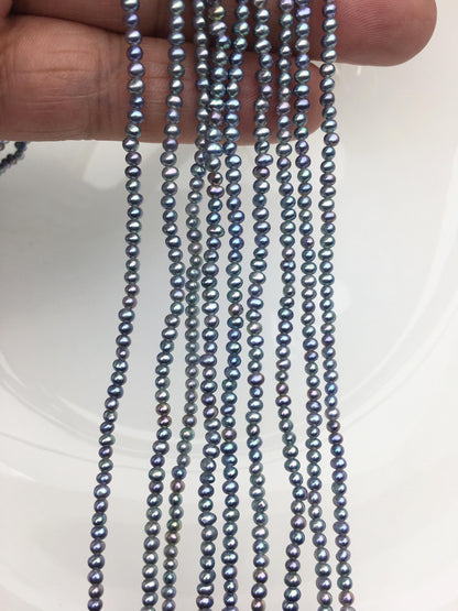 AAA 2.5-3mm black blue seed potato freshwater pearls, seed pearl, small size pearls bead wholesale, CR2-3A-5
