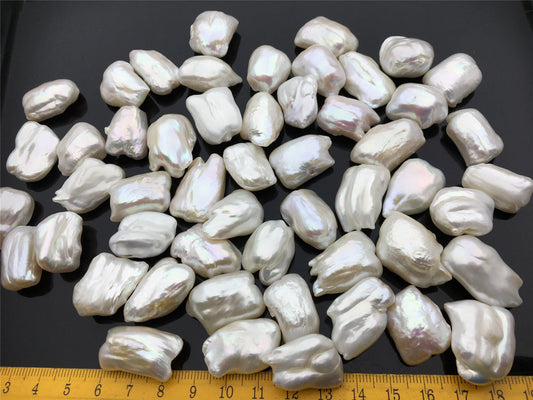 AAA 16-19x19-24mm baroque pearl, 1pcs, white color, Genuine Fresh Water Pearl, keshi pearl, Leather Cord, Wholesale Pearls, ZS-22-24