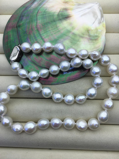 High Luster!17.5'' AAA 8-10mm white baroque drop edison freshwater Pearl necklace, genuine Natural Pearl Necklace, NPN1-T30-2