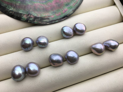 2 pairs AAA/AA+ 11mm big Gray Nugget Freshwater Pearl White loose Beads Pair,no hole,ZS-103-37-32