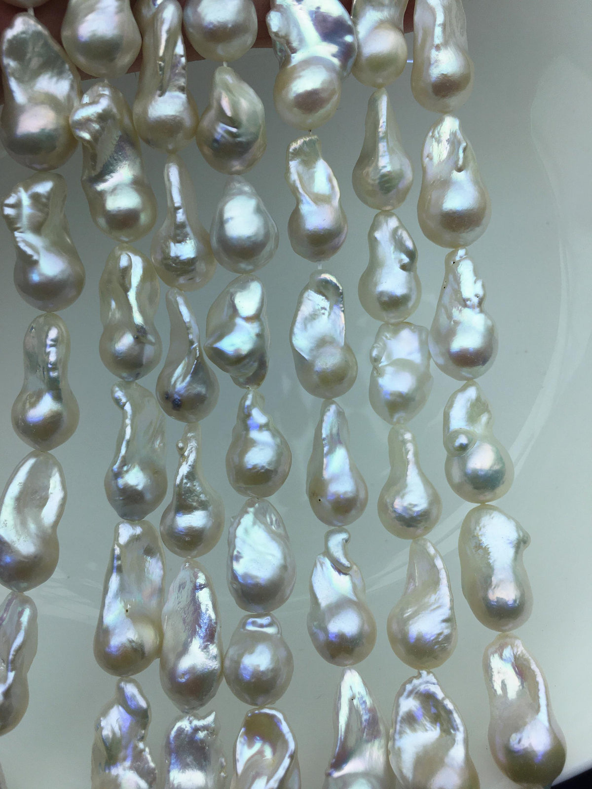 15.5'' AAA 11-14mm White flame ball pearl,FL15-3A-7-33