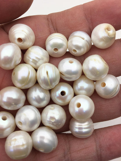 20pcs AA+ 12-13mm Big Thick white button round freshwater pearls, 2.2mm large hole, Rondelle pearl Beads, loose freshwater pearl, SM12-2A-2