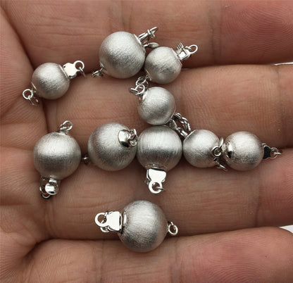 6/8mm Sterling Silver Frosted Bead Safety Clasp,S925 sterling silver,Select Size,WHOLESALE,ASL-CL-009