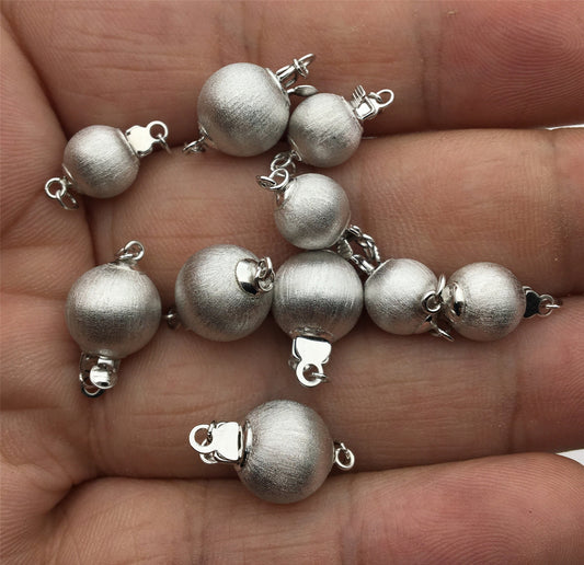 6/8mm Sterling Silver Frosted Bead Safety Clasp,S925 sterling silver,Select Size,WHOLESALE,ASL-CL-009