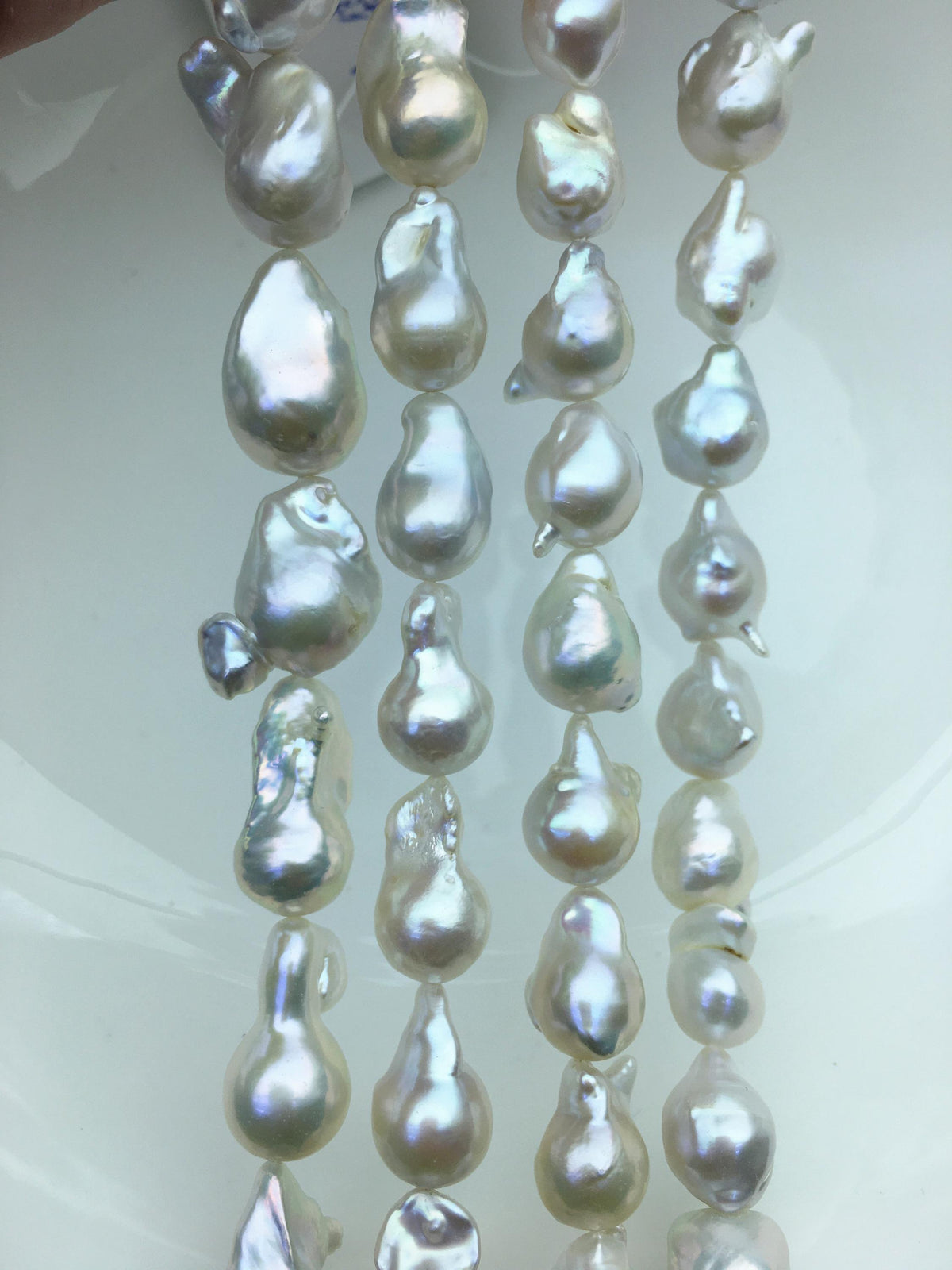 15.5'' AAA 11-13mm White flame ball pearl,FL15-3A-7-36