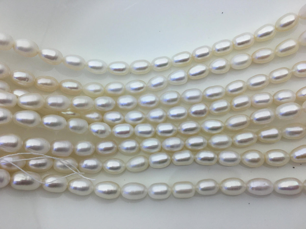 AAA- 7.3-8mm x 9.5-11mm Cultured White Freshwater Rice Pearls beads, drop pearl necklace, diy pearl beads, gift for her, LR8-2A-1