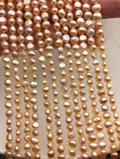 AAA 4-5mm Tiny pink peach nugget freshwater pearls,irregular nugget freshwater pearl strand,LM4-T3