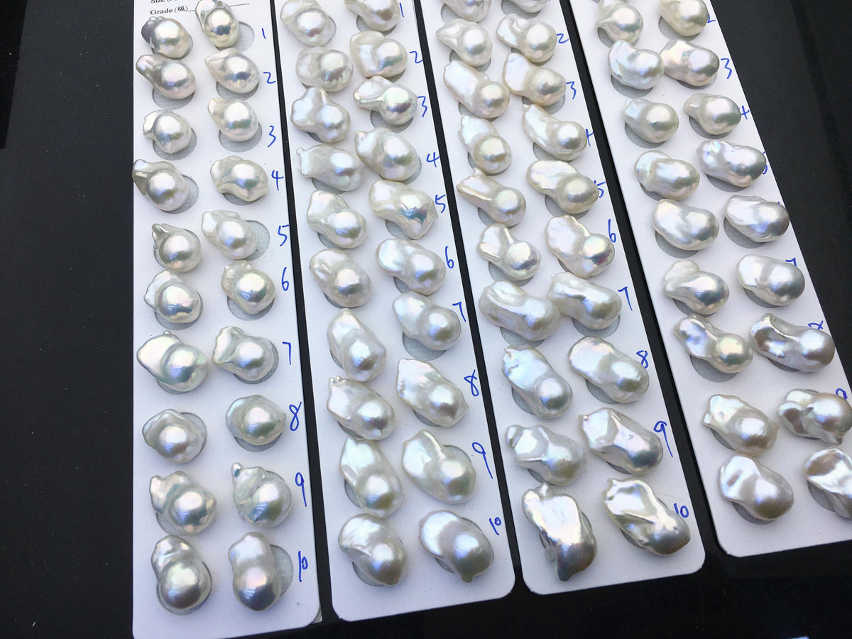 AAA 12-16x18-22mm White Flame ball Pearl Pairs - 0.9mm top half hole,large Baroque freshwater pearl pairs,FL15-3A-8-50