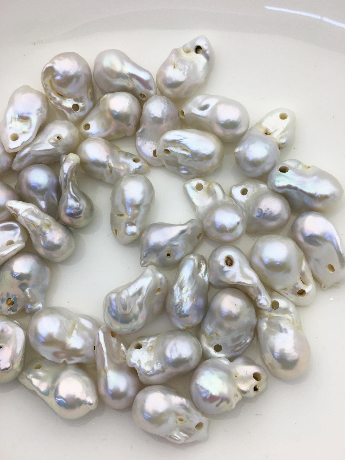 10pcs AA 12-16mm white flame ball pearl,2.2mm large hole,FL15-T18