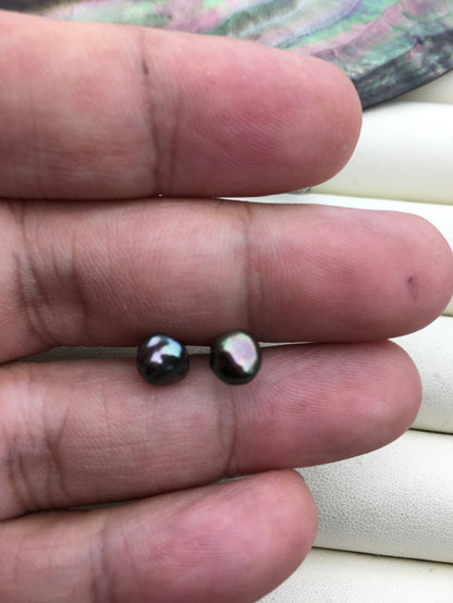 1 pair AAA 6-7mm Black blue keshi Freshwater Pearl Stud Earrings,Stud Earrings for Women Girls,SE3-025