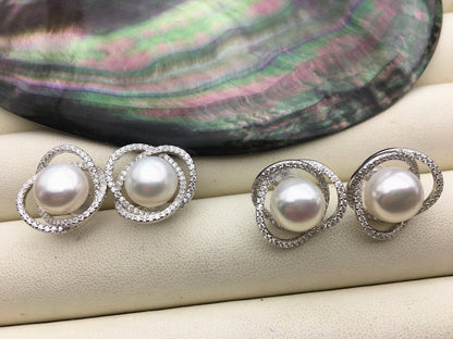 Big Sterling Silver S925 pearl stud earrings, genuine freshwater pearl earrings, bridesmaid, bridal, SE3-029