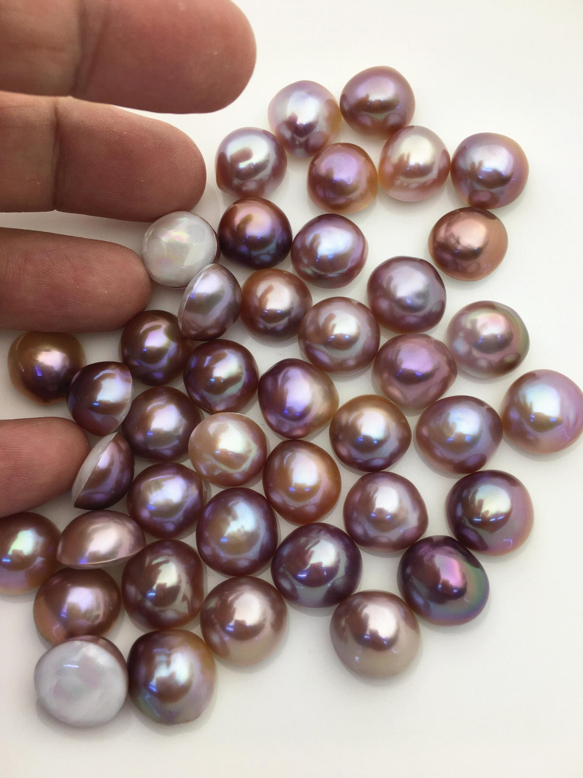 10pcs AAA 13-14mm Baroque Mabe Natural Purple Rainbow Freshwater Pearls,no hole,MB-T66