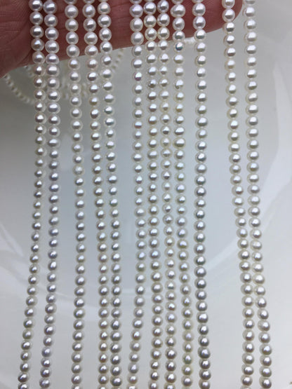 AAA 3-3.5mm white potato near round seed pearls, small pearl, for pearl necklace, for pearl bracelet, CR3-3A-1