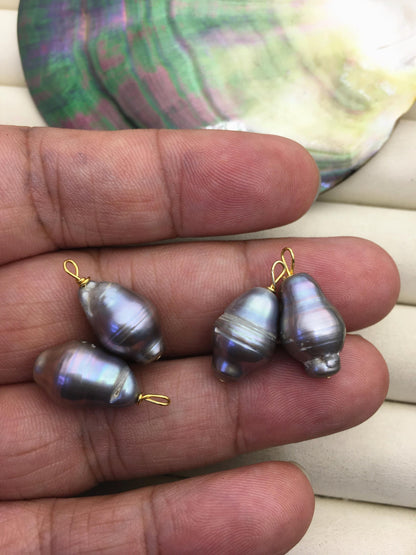 2 pairs gray 11mm big baroque freshwater pearl,SE3-T23
