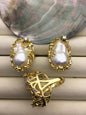 AAA Very Big White Rainbow Baroque Pearl Gold rings, affordable engagement rings, pearl wedding rings, promise rings for her, R1-004