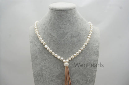 Nugget pearl Tassels necklace, Long length necklace, jewelry gift for her, handmade pearl necklace, Le5-029