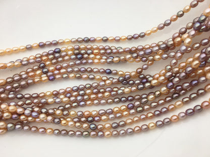 AAA 4-4.5mm pink peach purple rice freshwater pearls,LR4-3A-42
