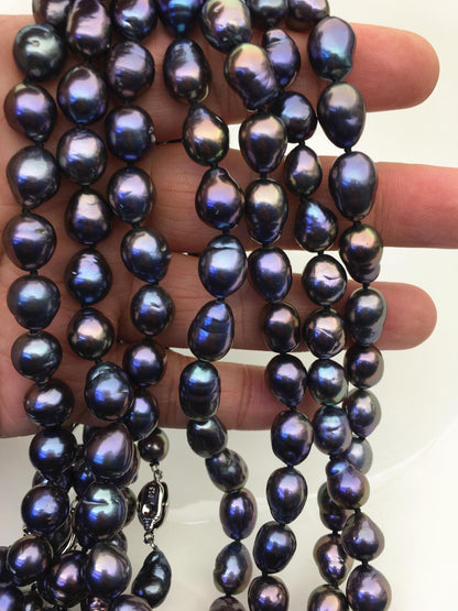 17'' AA+ 8-10mm green black drop pearl Necklace,Pearl necklace,NPN1-014
