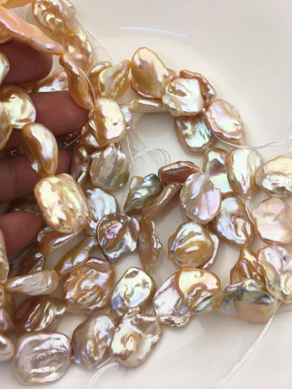 Orange Keshi Freshwater Pearl Strand — 16–19 mm