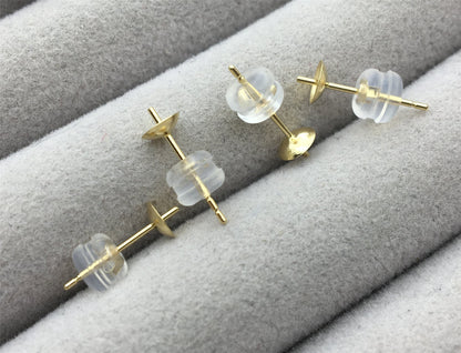 Heavy 4.3mm big CUP 18k yellow / white gold stud, post for stud earrings,diy,wholesale,ASG-ER-007
