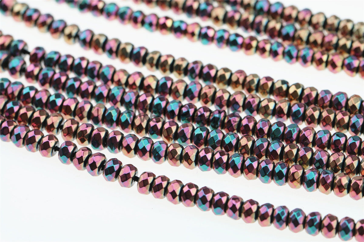 Hematite rainbow ,3x4mm Rondelle Beads,AAA, 135pcs,15.5 inches,G50-B34-001