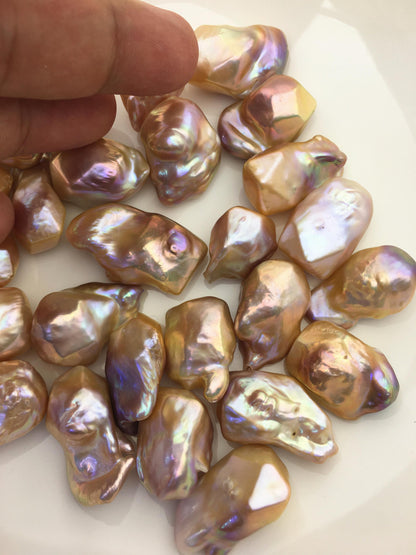 10pcs AAA/AA+ 14-18mm Big natural light orange purple Flame ball Pearl - half hole,FL15-T4-26