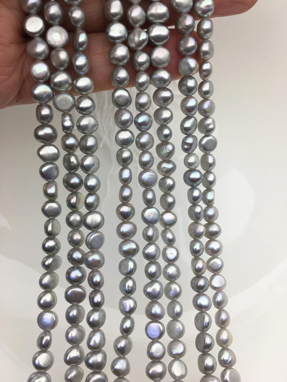 AAA 5.5-6.5*6-7mm gray nugget freshwater pearls,irregular nugget freshwater pearl strand,LM5-3A-13