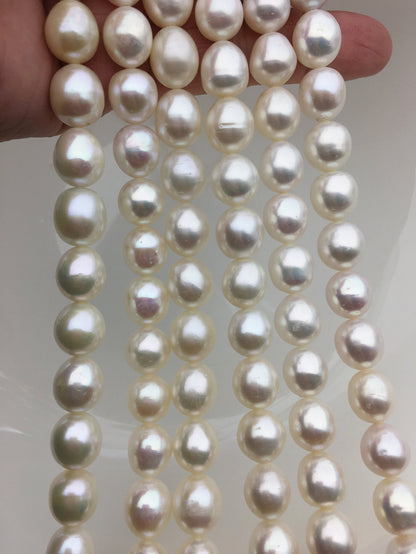 AA+ 9.3-10.2mmx10-11.5mm white oval freshwater pearls, Christmas, for pearl necklace, LR10-2A-8