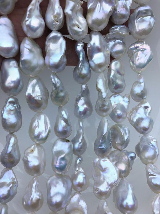15.5'' AAA 14-18mm big white with natural gray flame ball pearl,FL15-3A-7-8